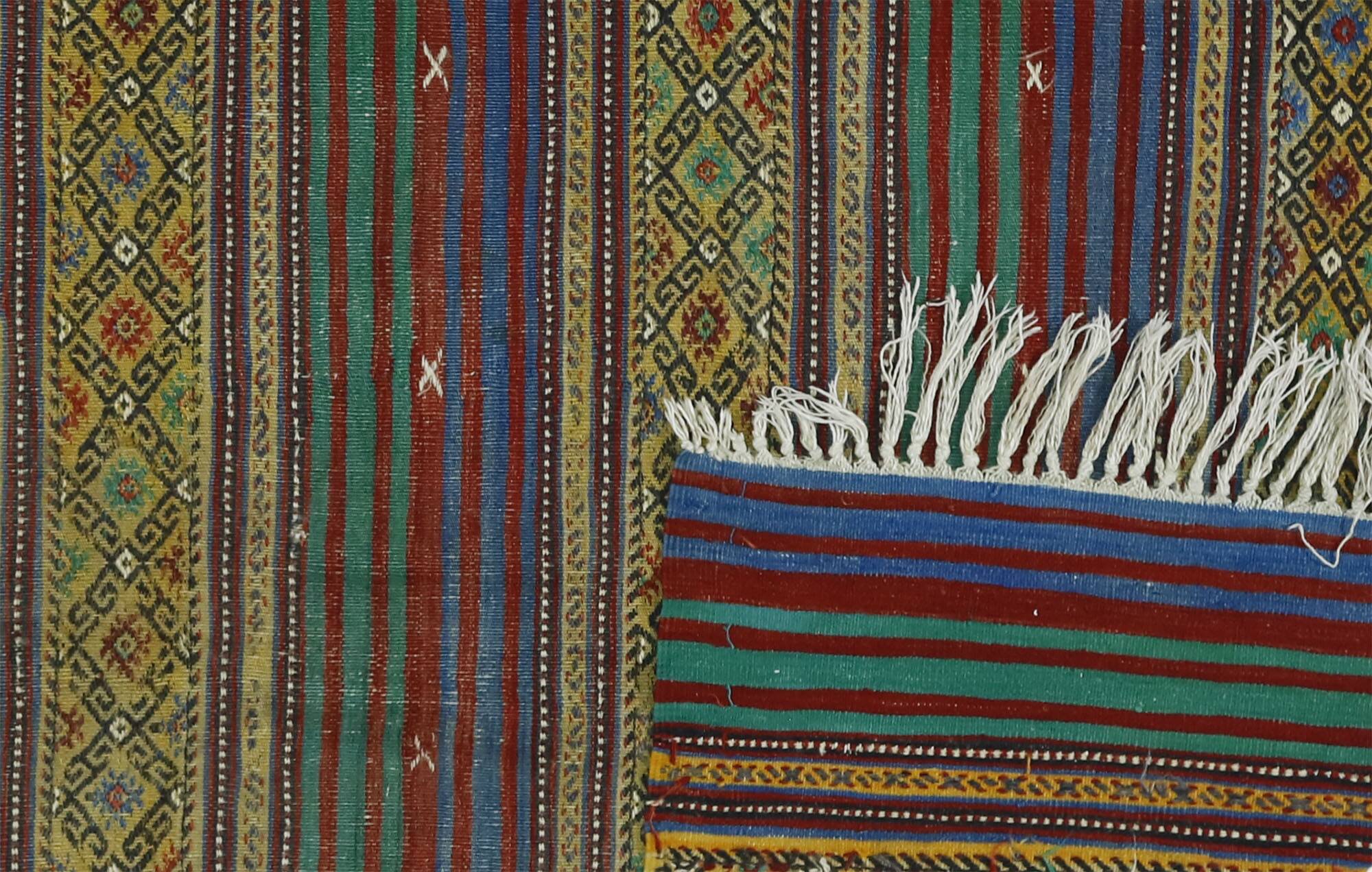 Kilim Oushak vintage multicoloured striped 250 x 163 cm
