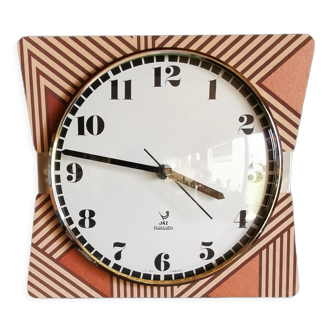 Clock silent rectangular vintage wall pendulum "Jaz copper pink"