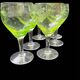 Set of 6 antique engraved glasses in uranium glass – Art Deco