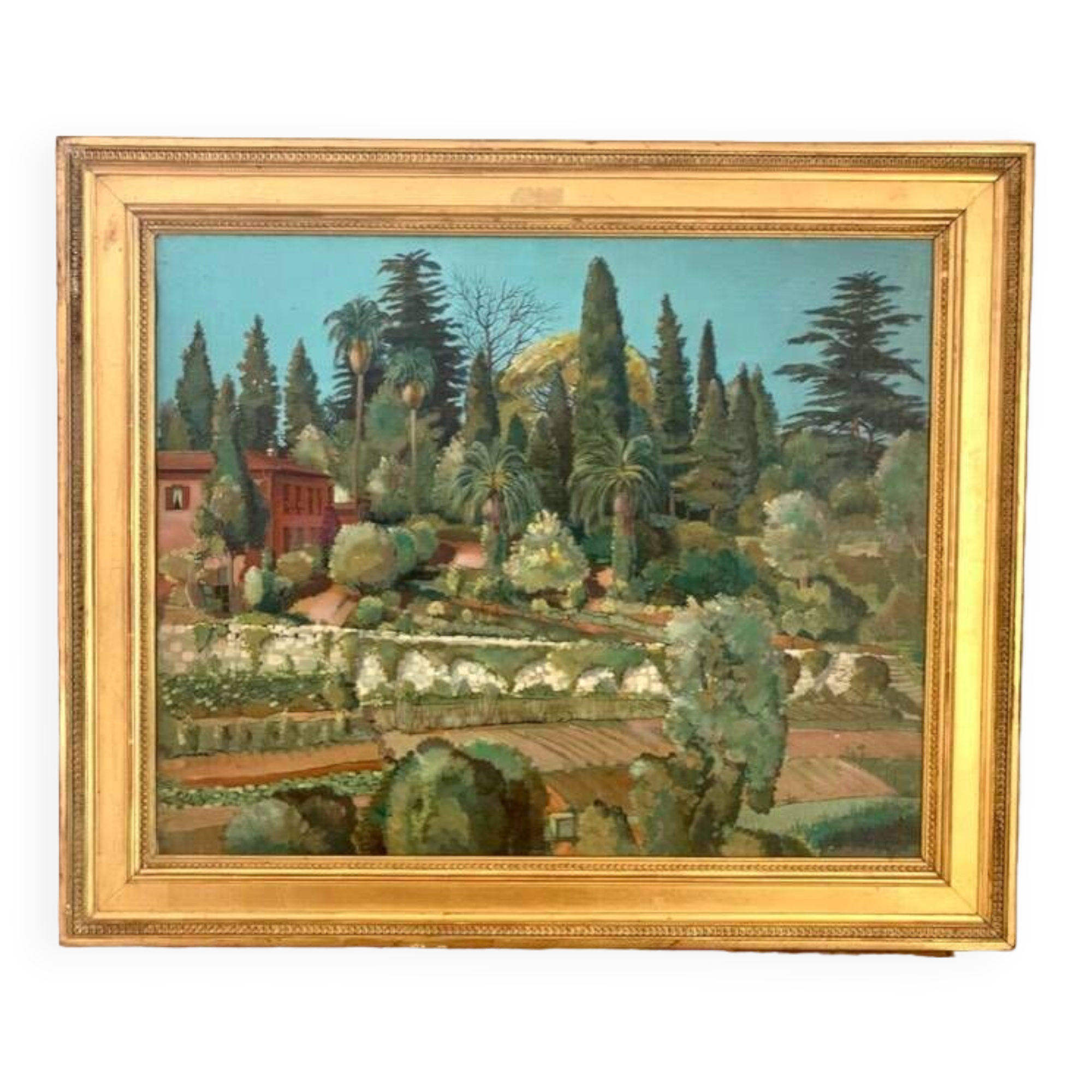 Sublime Oil on Panel "Parc de Chambrun" in Nice Côte d'Azur