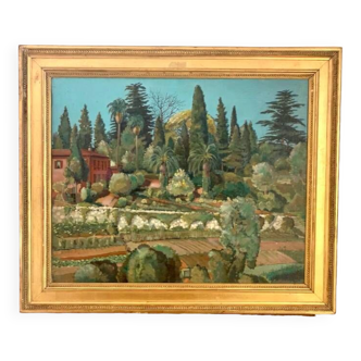 Sublime Oil on Panel "Parc de Chambrun" in Nice Côte d'Azur