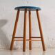Antique wooden stool with a round seat – Central Europe, around 1950