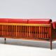 Johannes Andersen modern mid-century Danish canapé in rosewood and burgundy leather