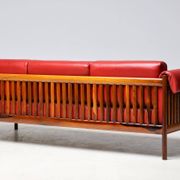 Johannes Andersen modern mid-century Danish canapé in rosewood and burgundy leather