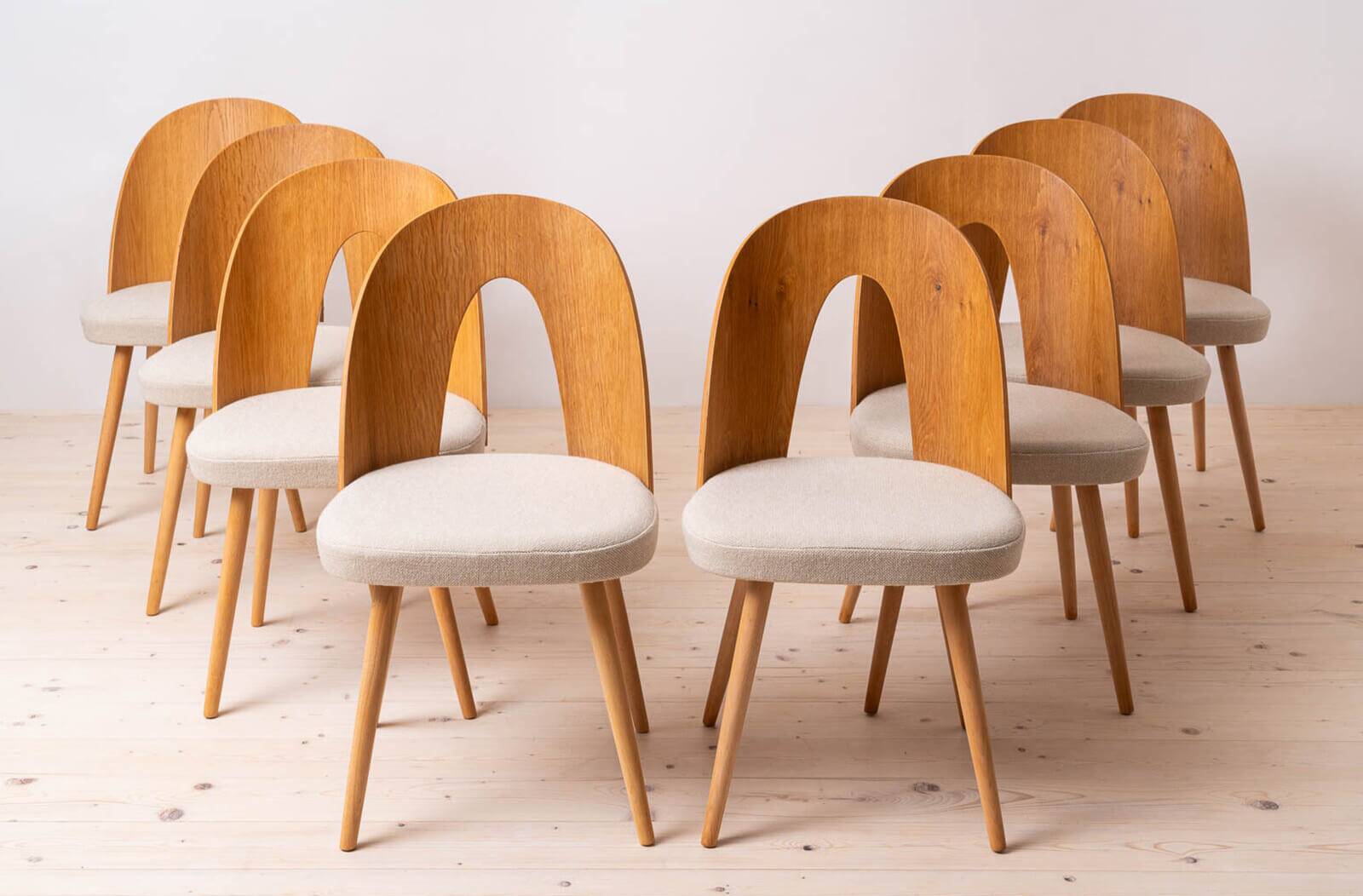 Set of 8 Mid Century Dining Chairs by A. Šuman, 1960s, Reupholstery Options
