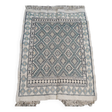 Handmade white blue and beige margoum rug