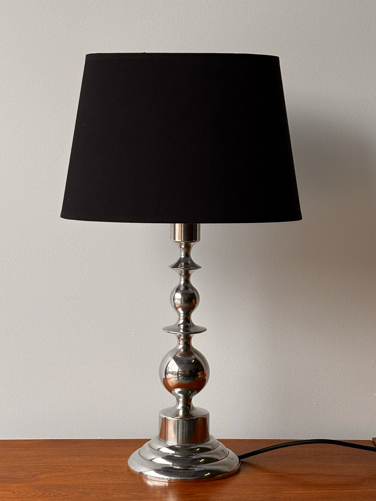 Mid-century Scandinavian sculptural lamp chrome 1970