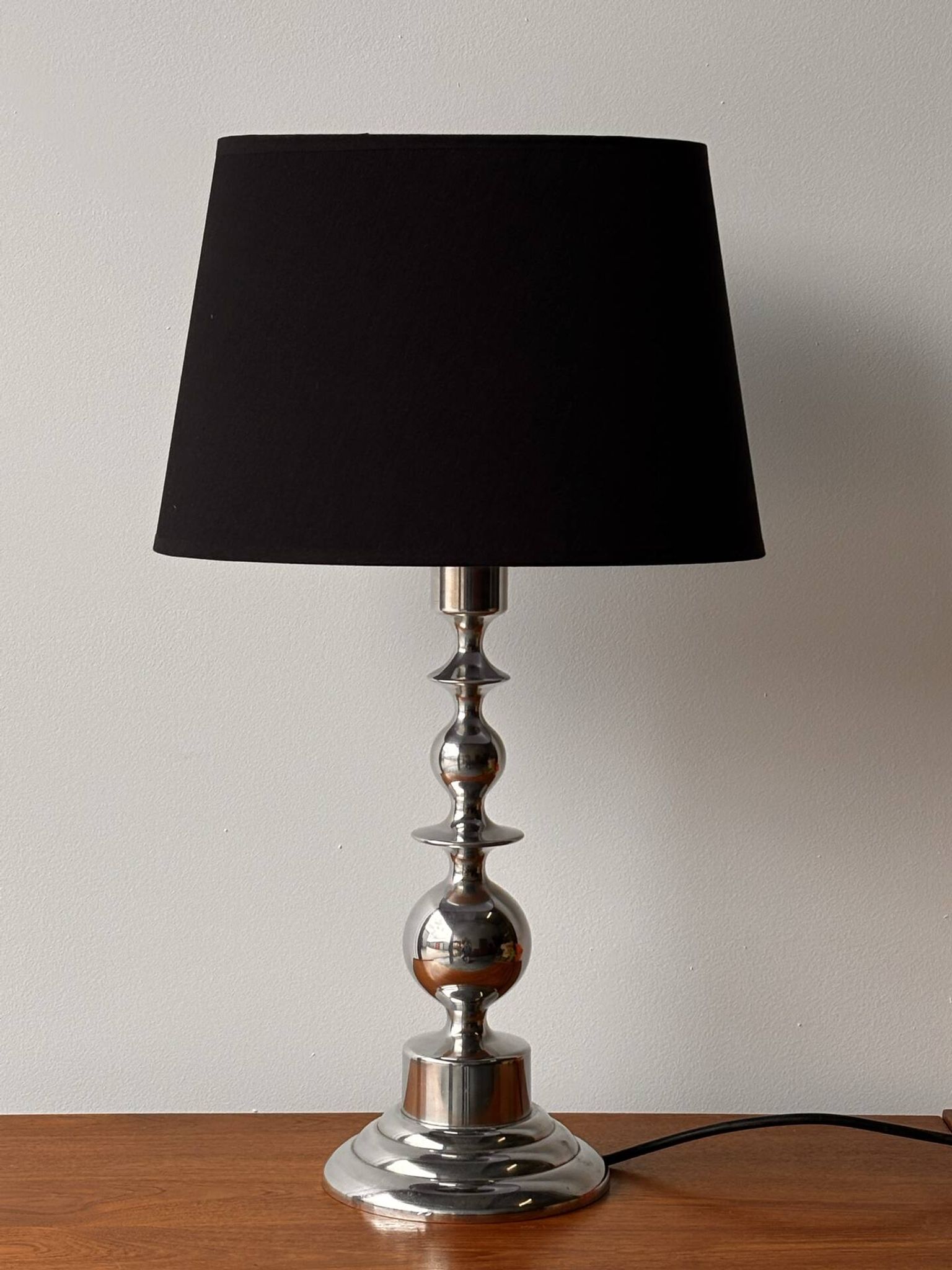 Mid-century Scandinavian sculptural lamp chrome 1970