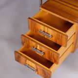 Restored bauhaus writing desk, by andré lurcat, walnut, new polish, czech, 1930s
