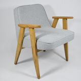 Original restored 366 armchair, 1960s icon, oak wood, blue