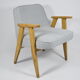 Original restored 366 armchair, 1960s icon, oak wood, blue