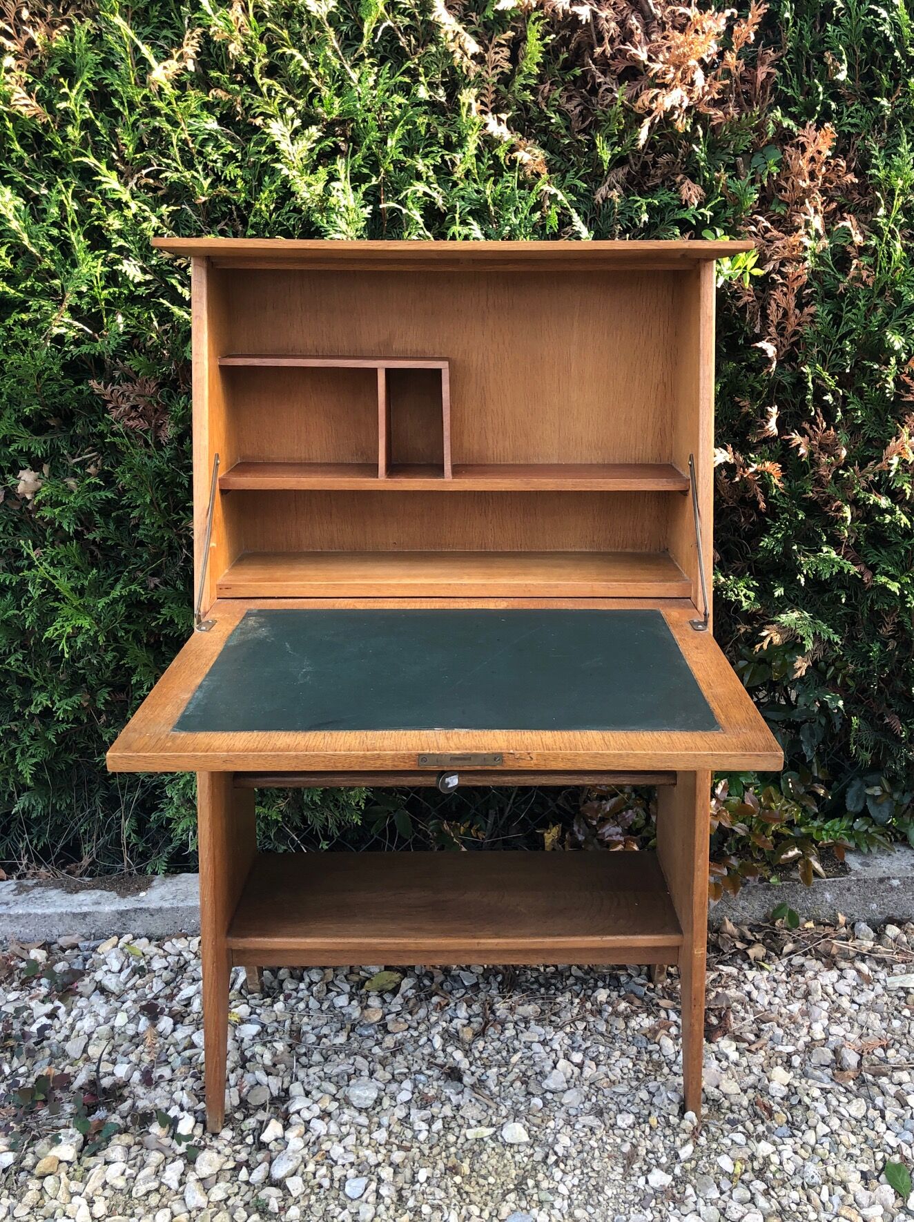 Oak writing desk by Roger Landault