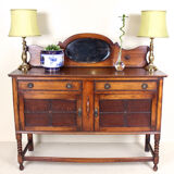 Dressing table in oak carved arts & crafts