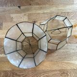Set of 2 clamp lampshades in mother-of-pearl and brass