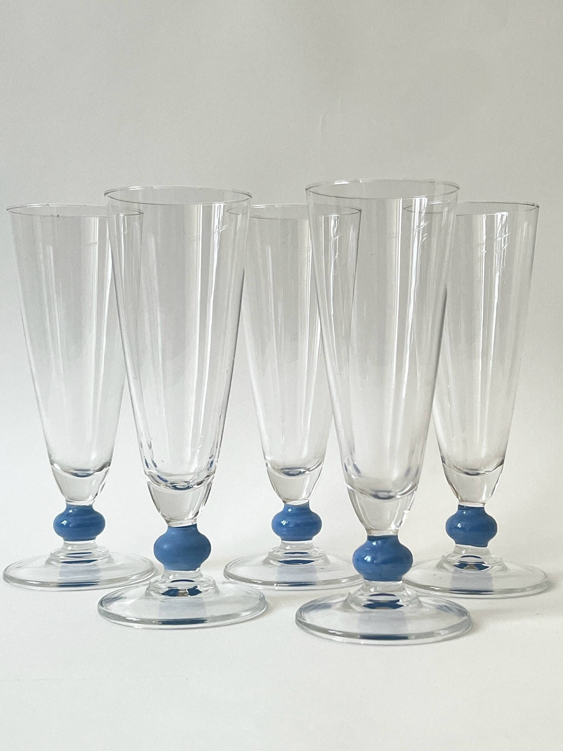 Set of 5 Murano glass glasses, circa 1970.