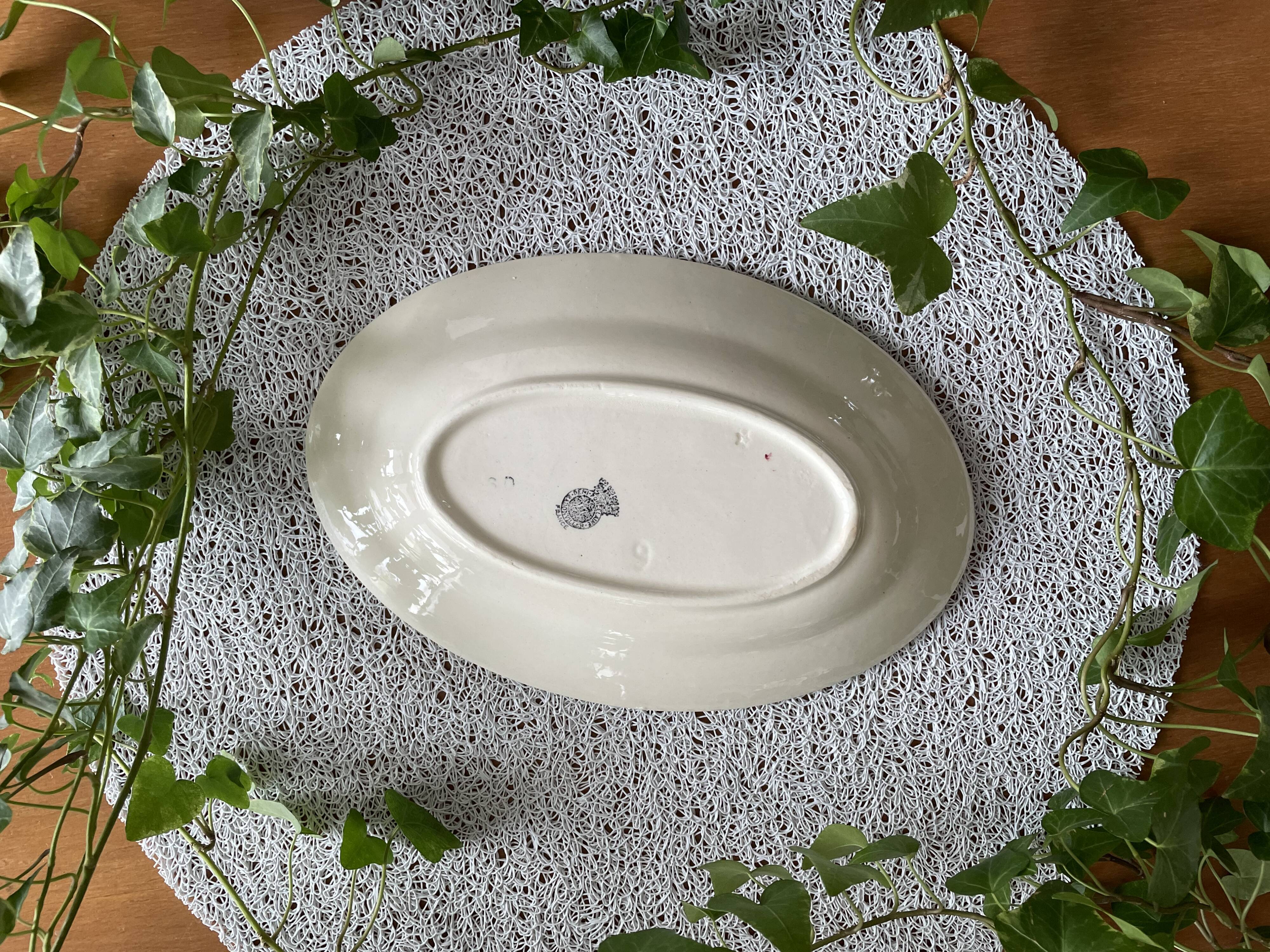 Antique butter dish in Badonviller earthenware.