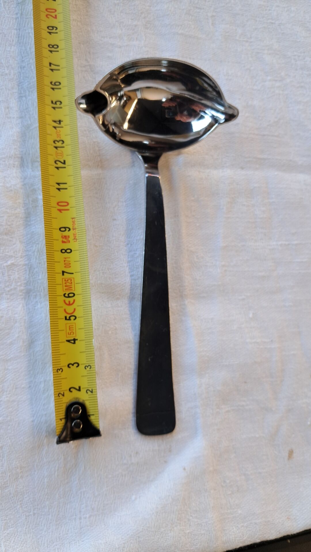Old sauce spoon, fat and lean, Boulenger, silver-plated metal.