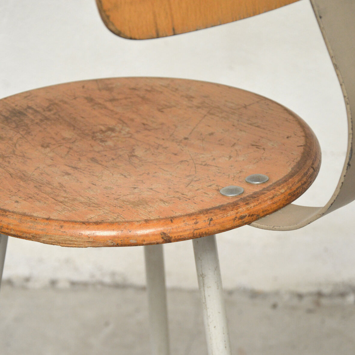 Wood and steel workshop chair