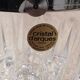 Crystal ice bucket from Arques model Longchamp with diamond point, metal handle.