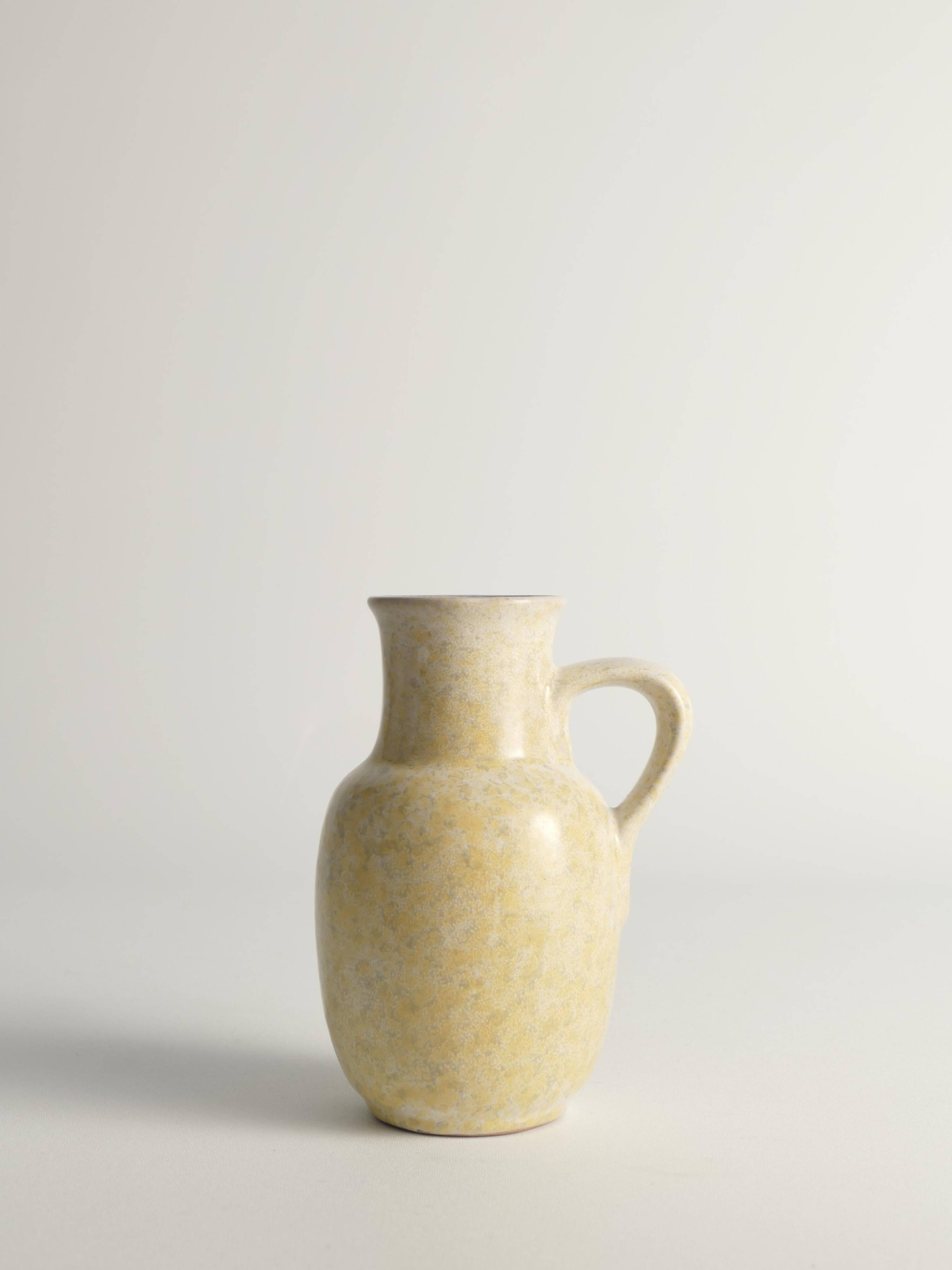 Mid-Century Modern Grey & Yellow Stoneware Vase with Handle by Strehla, Germany