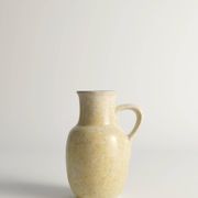 Mid-Century Modern Grey & Yellow Stoneware Vase with Handle by Strehla, Germany