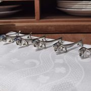 set of 6 knife holders in silver metal basset/dachshund