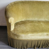 Old olive green toad bench