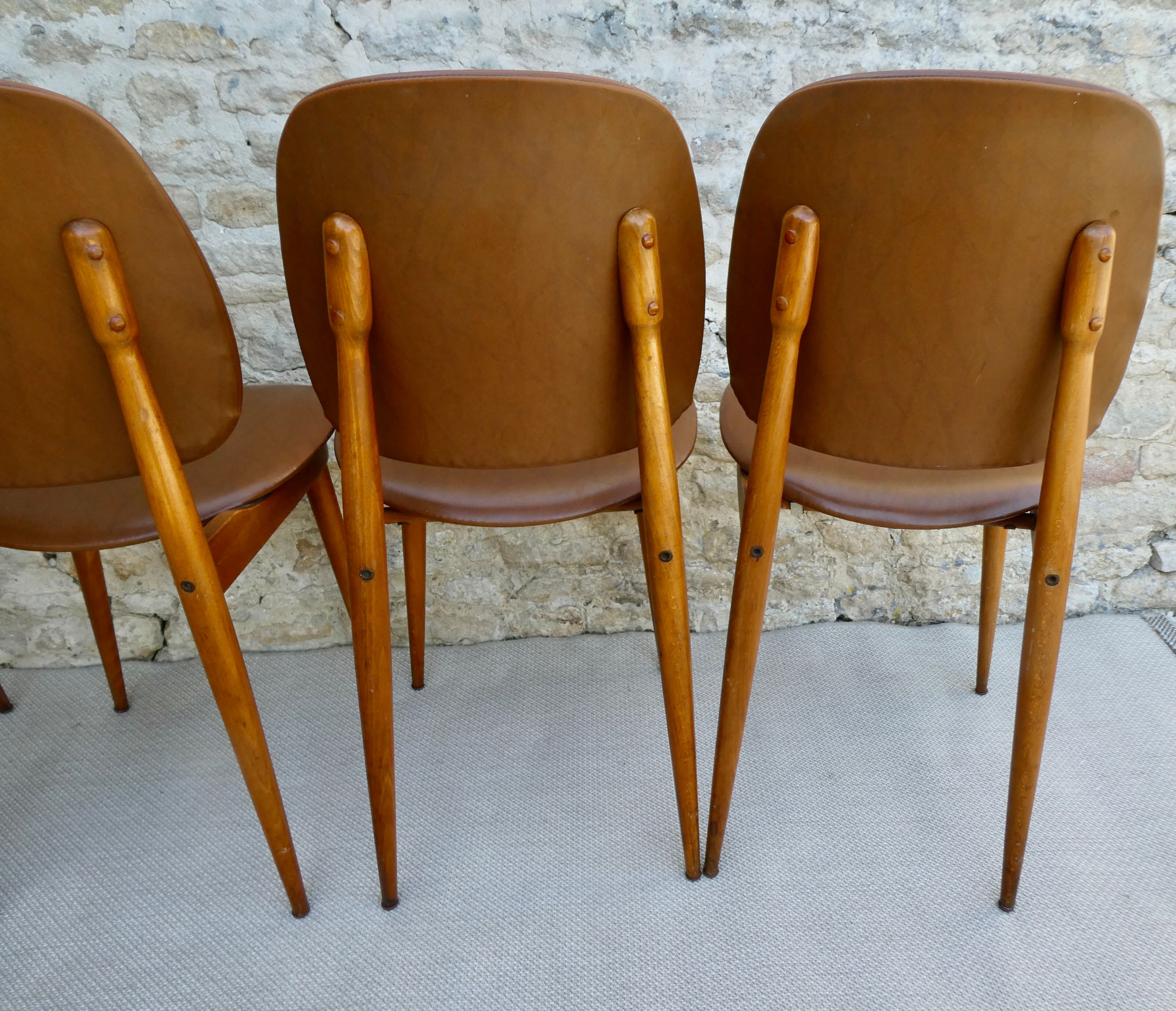 4 Baumann chairs, 60s