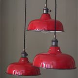 Day blind enamelled red industrial lamp