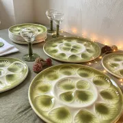 Oyster service Moulin des Loups – 8 plates and 2 dishes, 1970s
