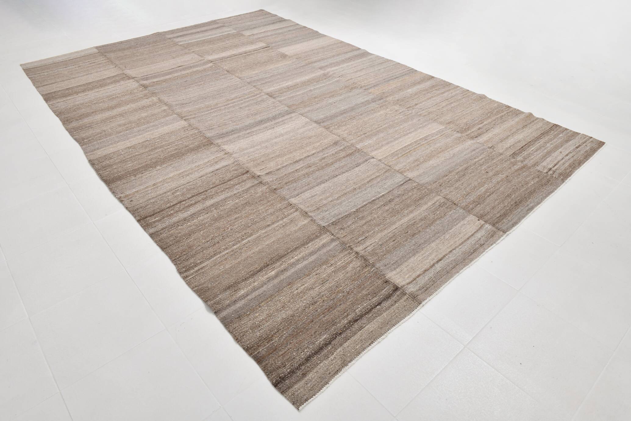9x13 Brown Beige Large Vintage Rug, 265x399Cm