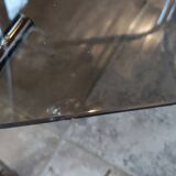 1970s design side table plant holder smoked glass and chrome