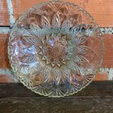 Coupe À Fruits Plat Ancien Verre Moulé & Taillé Vintage