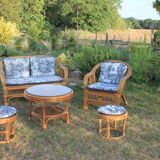 5-piece rattan salon 70/80 year jungle fabric