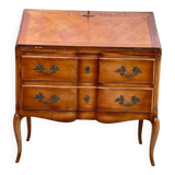 Secrétaire scriban dos d'âne en bois massif et marqueterie Louis XV