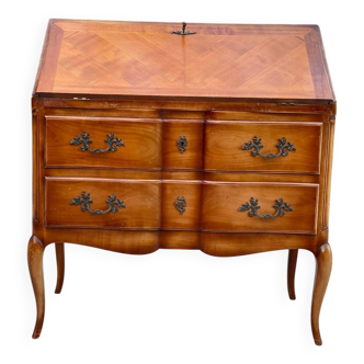 Donkey-backed writing desk in solid wood and Louis XV marquetry