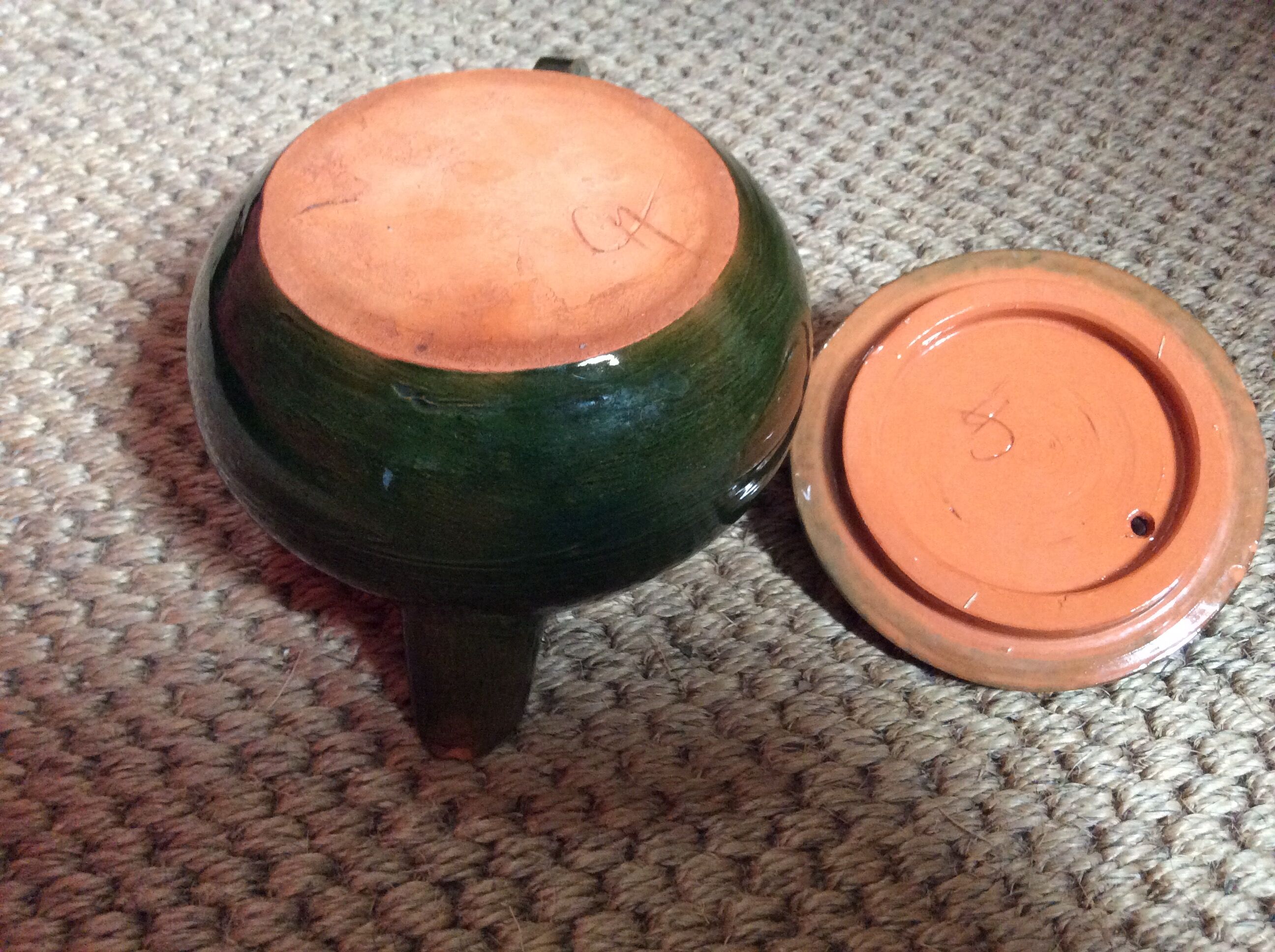 Glazed terracotta teapot