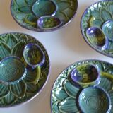 4 Vintage Barbotine Plates Artichoke Asparagus Table Decor Occasion