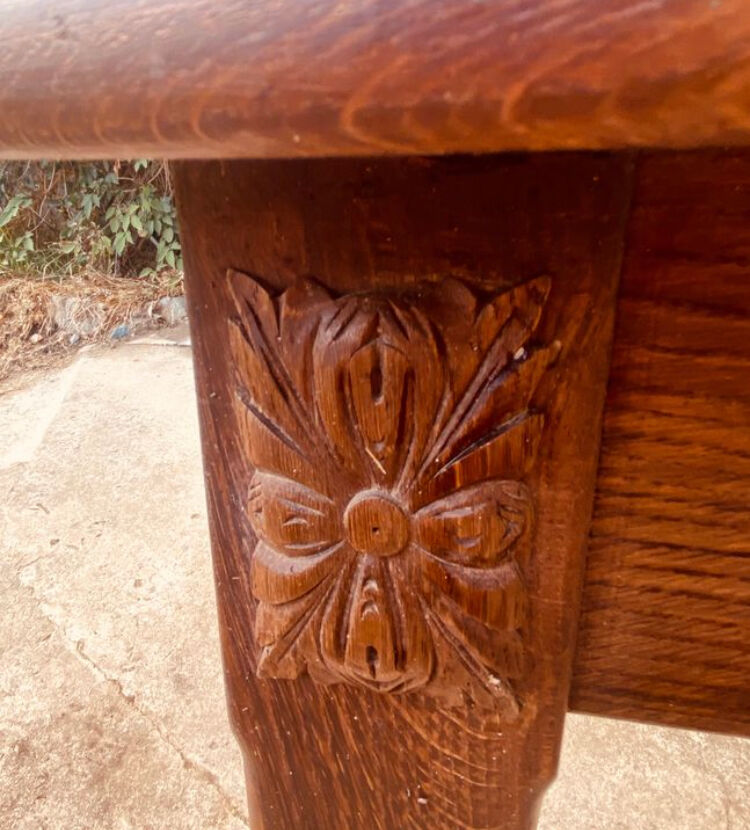 Carved antique oak farmhouse table