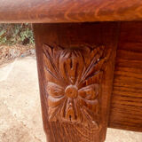 Table ferme chêne ancienne sculptée