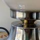 Vintage globe lamp in Murano glass by Mazzega and chrome metal.