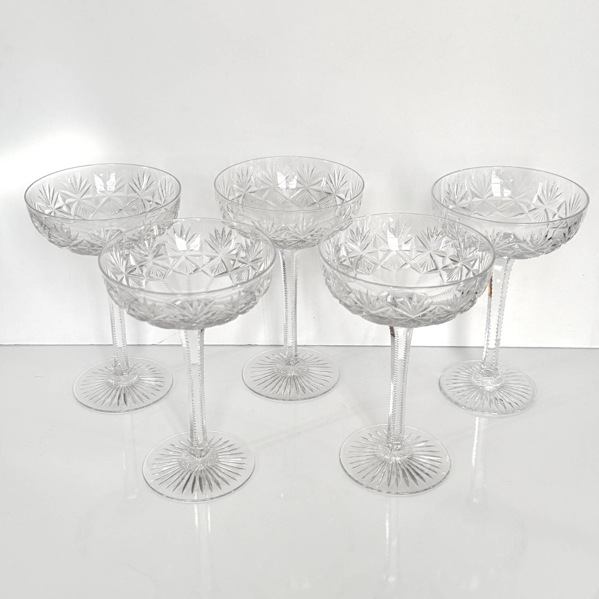 Set of 5 crystal champagne glasses from Saint-Louis | Gavarni model