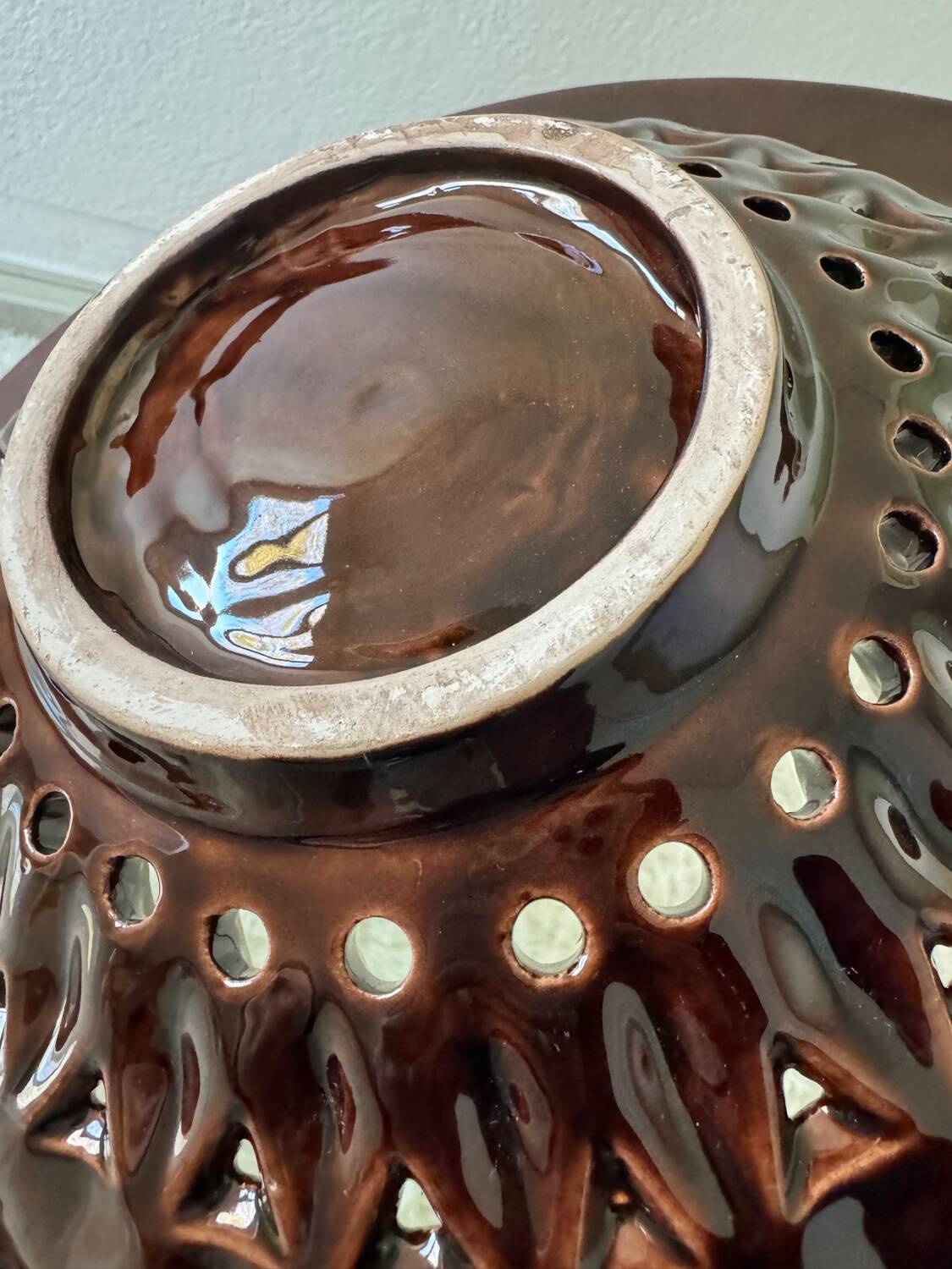 Large decorative openwork ceramic dish Vallauris 60s