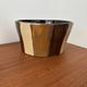 Vintage cache-pot in glazed ceramic, brown and beige geometric pattern.