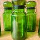 Lot de 5 pots vintage en verre vert