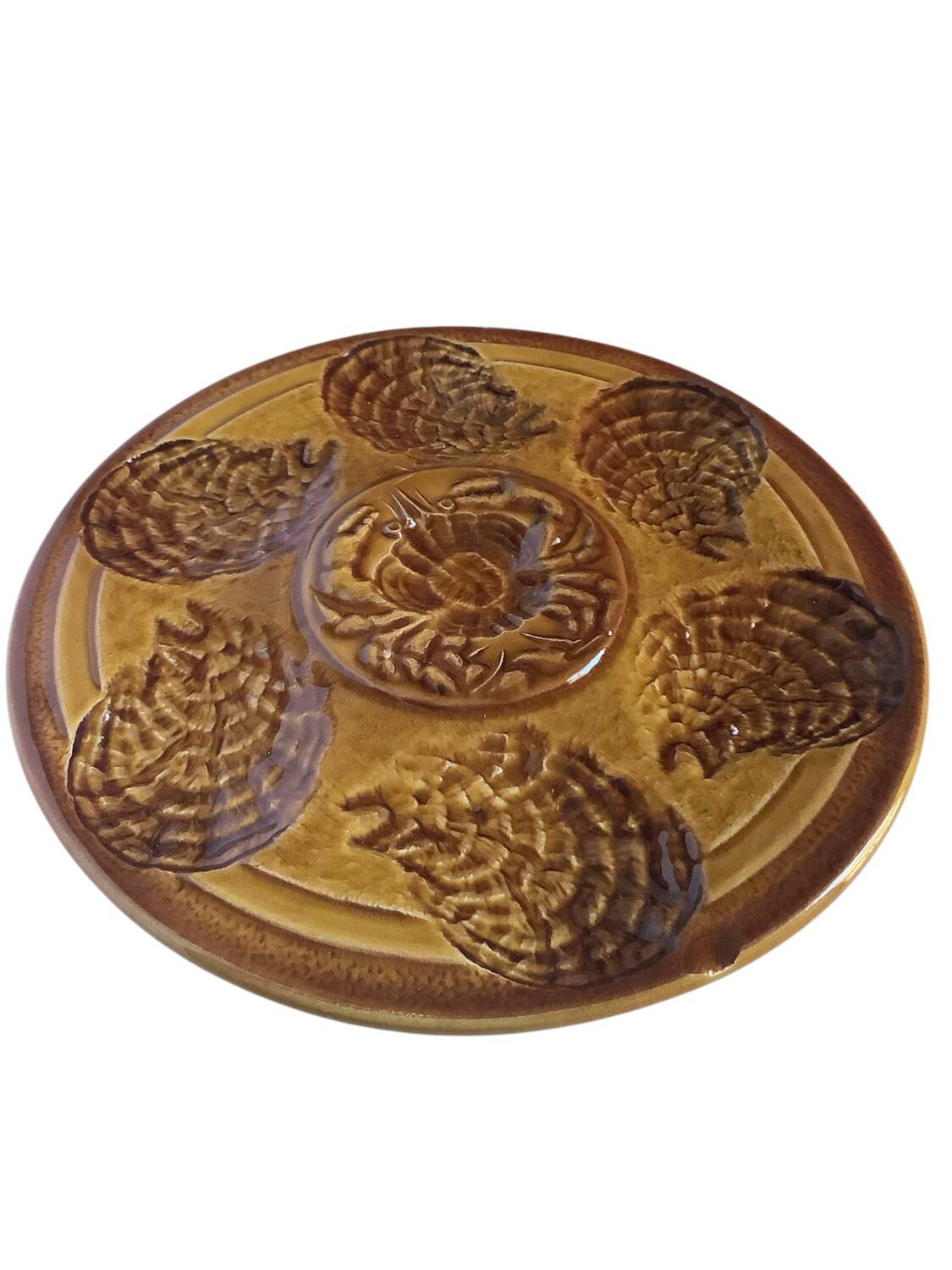 Set of 6 Sarreguemines oyster plates