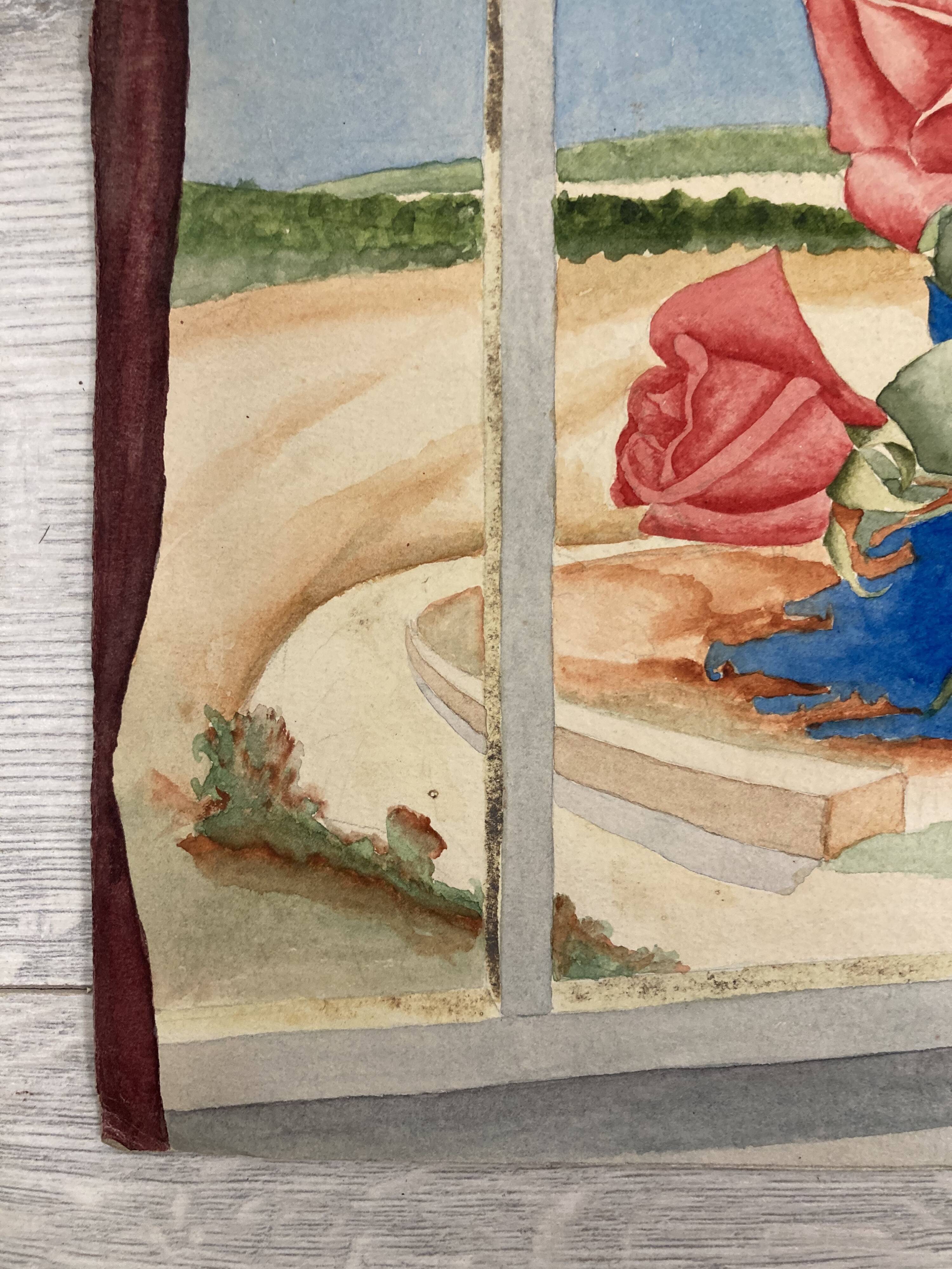 Watercolor with vintage bouquet