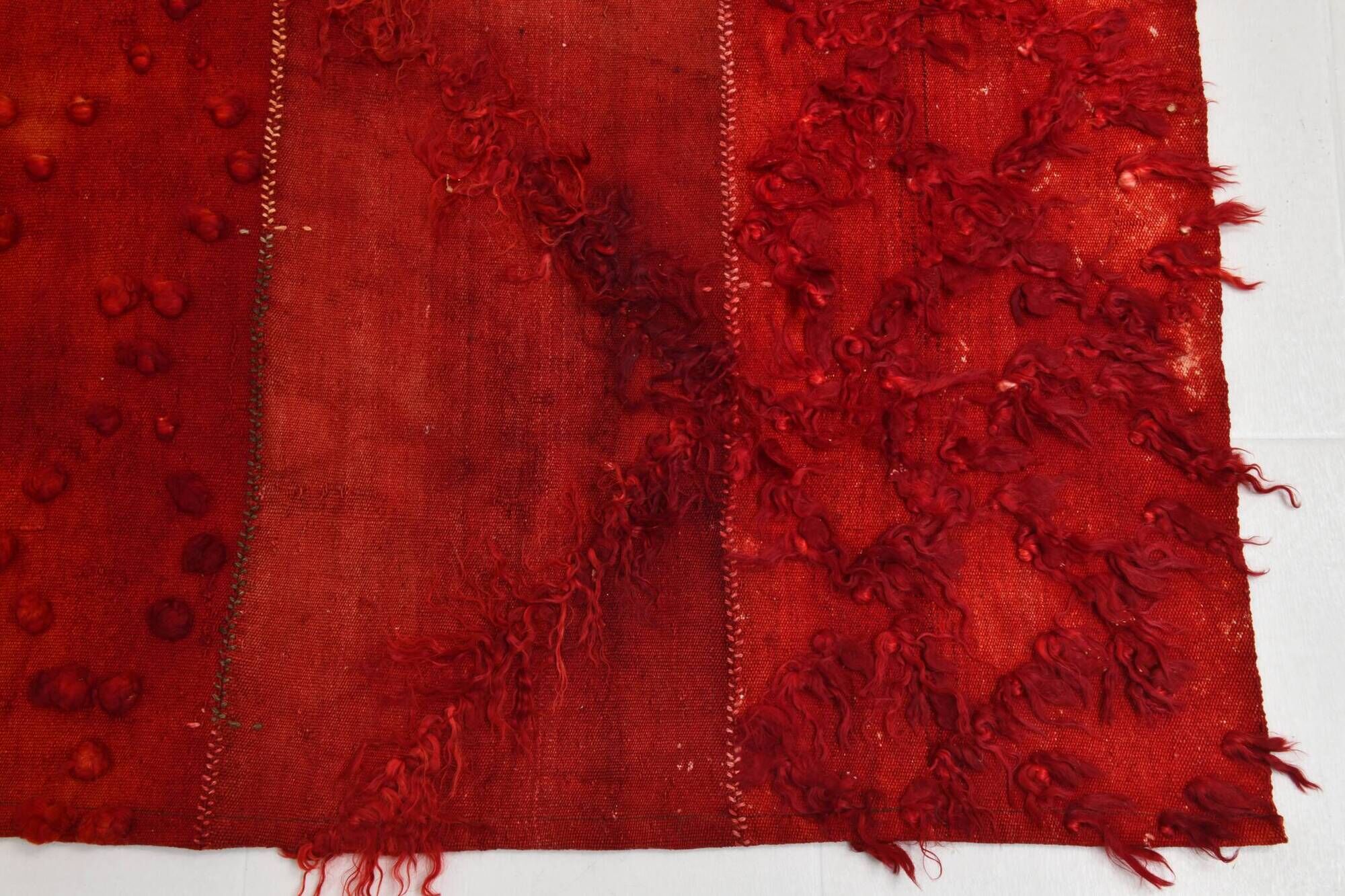 Turkish Vintage Anatolian Kilim Carpet, Shades Of Wine Red Boho Decor