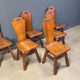 Vintage oak brutalist chairs, 1970s set of 6