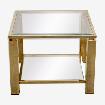 Square side table in 23 carat gold plated glass Belgochrom